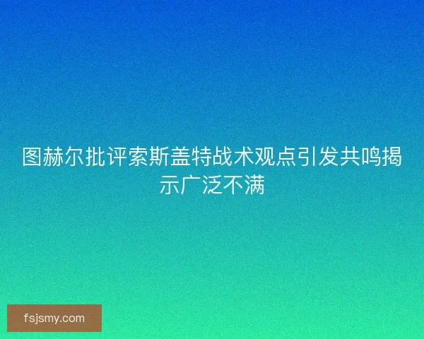 图赫尔批评索斯盖特战术观点引发共鸣揭示广泛不满 图赫尔批评索斯盖特战术观点引发共鸣揭示广泛不满