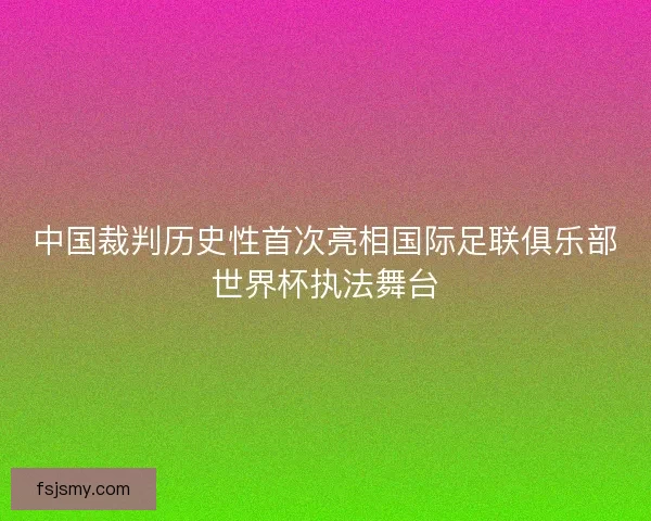 中国裁判历史性首次亮相国际足联俱乐部世界杯执法舞台